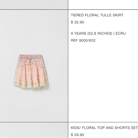 Zara. Size 9 (girls). Tiered Floral Tulle Skirt. Mint condition. - Picture 2 of 10